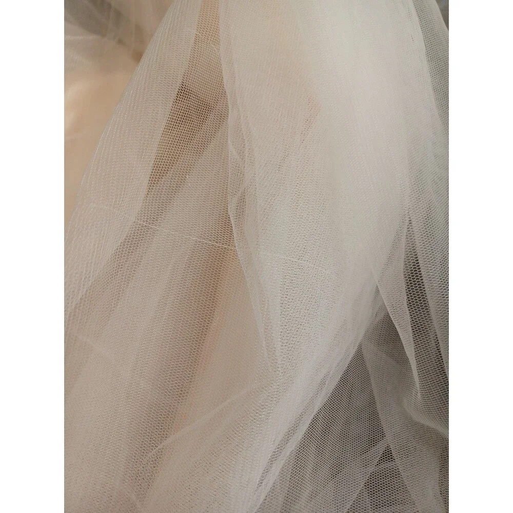 Lavetir Champagne Girl  Formal Dress Size 10 Tulle Faux Pearl Sleeveless